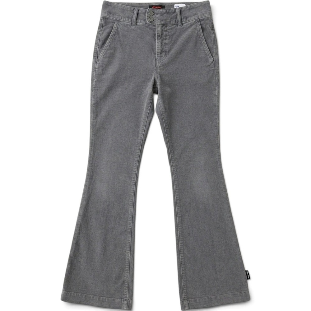 American Eagle Gray Corduroy Flare Pants Women Size 10 Regular Stretch Low Rise
